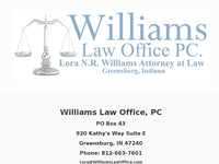 LORA WILLIAMS website screenshot