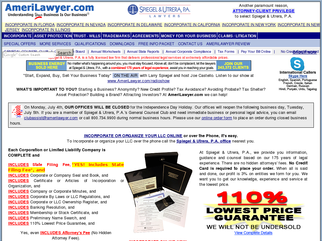 website screenshot
